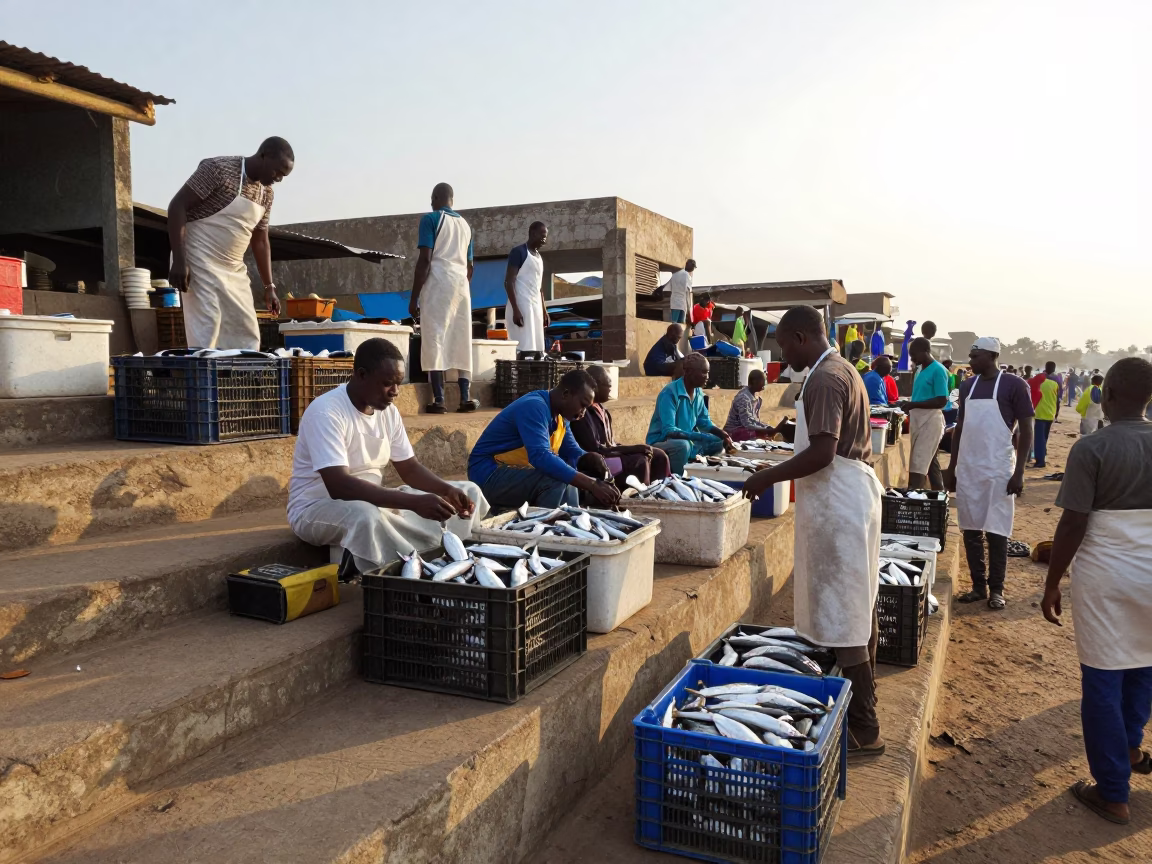 Vendors Negotiating in Dakar in in Dakar, Senegal