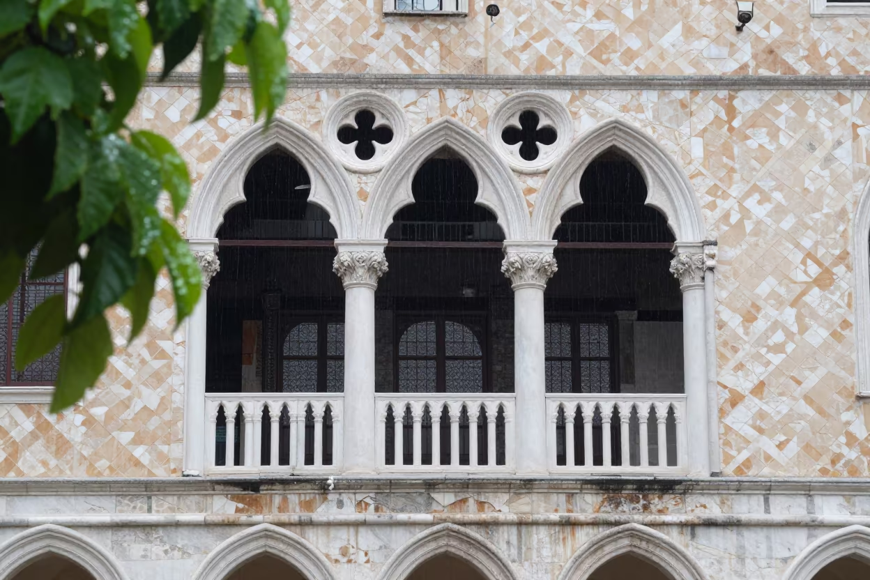 Venetian Balcony in Nanning Train Terminal in inside a restored train terminal near Nanning