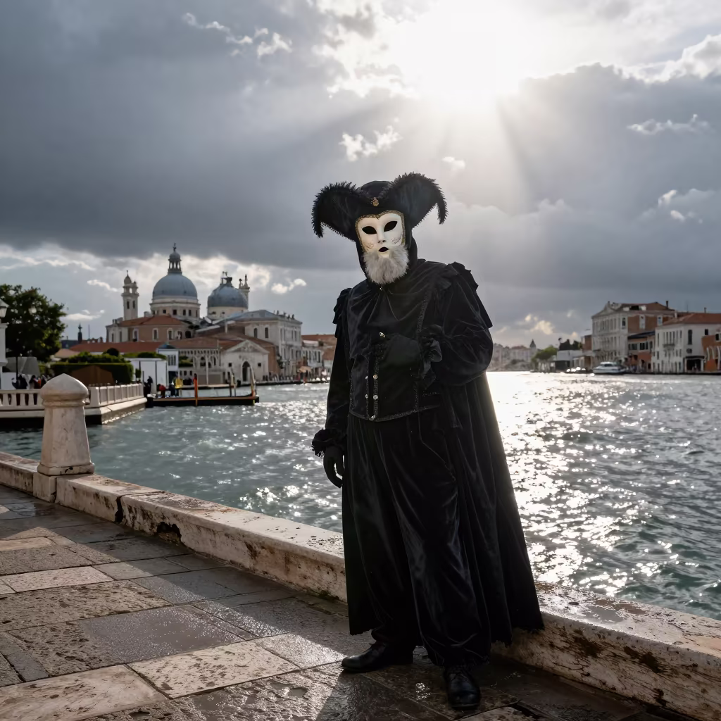 Venetian Carnival Mask on São Paulo Canal Bridge in near São Paulo