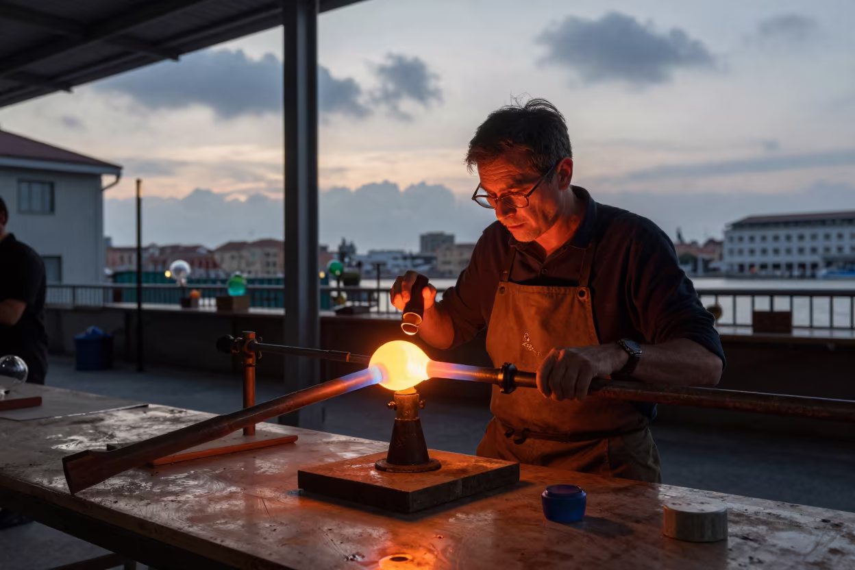 Venetian Glass Blowing Ceremony in Kaohsiung Hall in in a ceremonial hall in Kaohsiung
