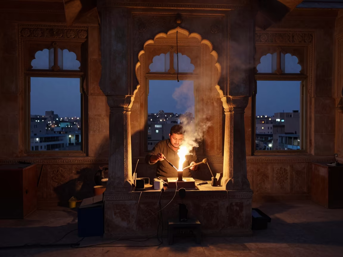 Venetian Glass Maker in Jodhpur Ceremonial Alcove in in a ceremonial alcove in Jodhpur