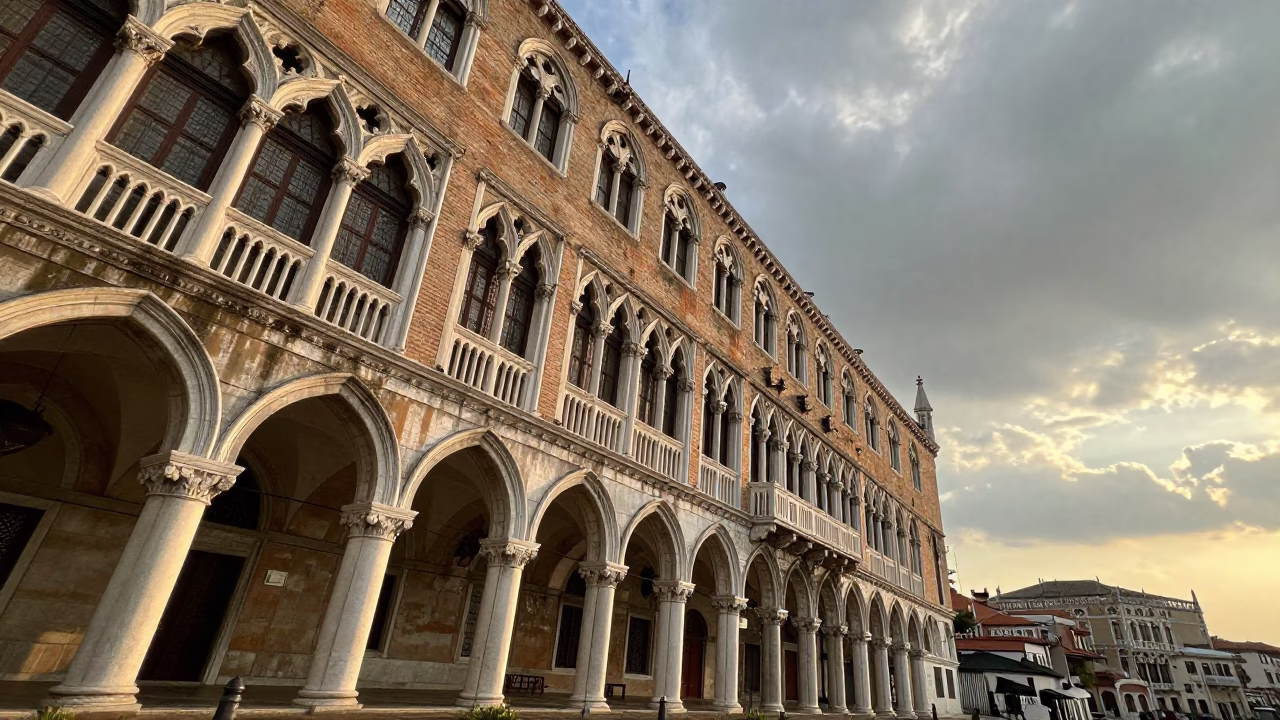 Venetian Gothic Windows in Kolkata Passage in inside a skylit passageway near Kolkata