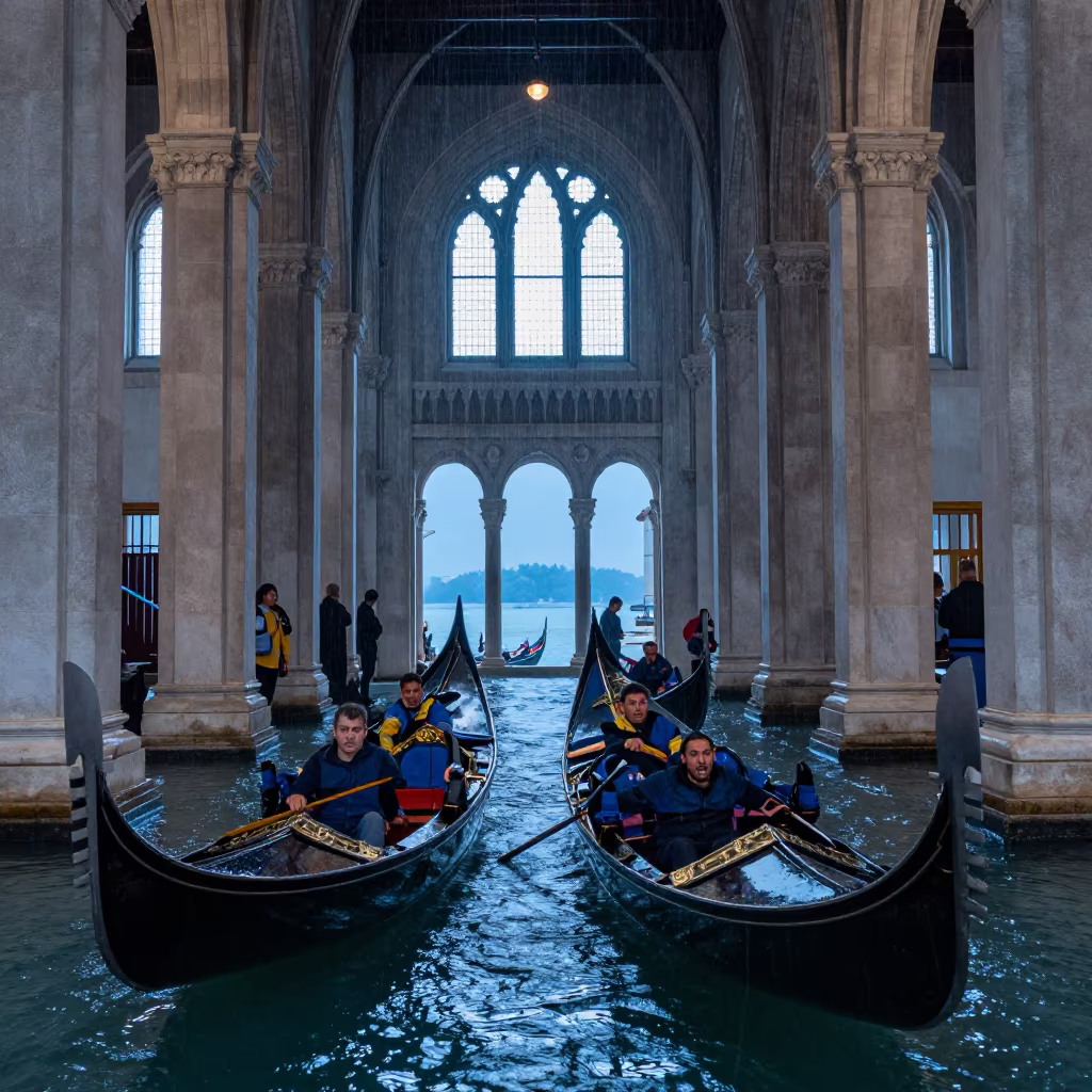 Venetian Regatta in Busan Prayer Hall Twilight in in a prayer hall near Busan