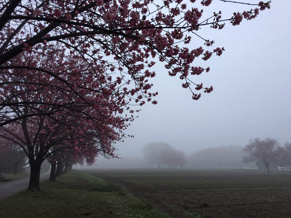 Venezuelan Cherry Blossoms in Predawn Mist in in Venezuela