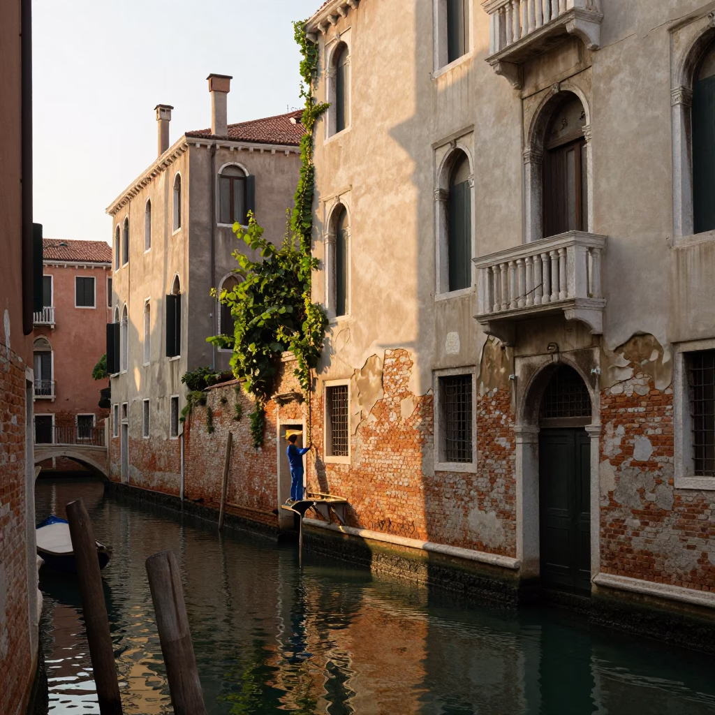 Venice Canal at Golden Hour in in Venice, Italy