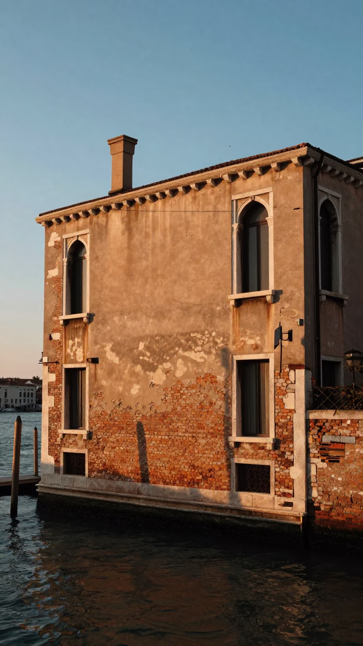 Venice Counterweight House at As The Sun Drops Toward The Horizon in in Venice, Italy