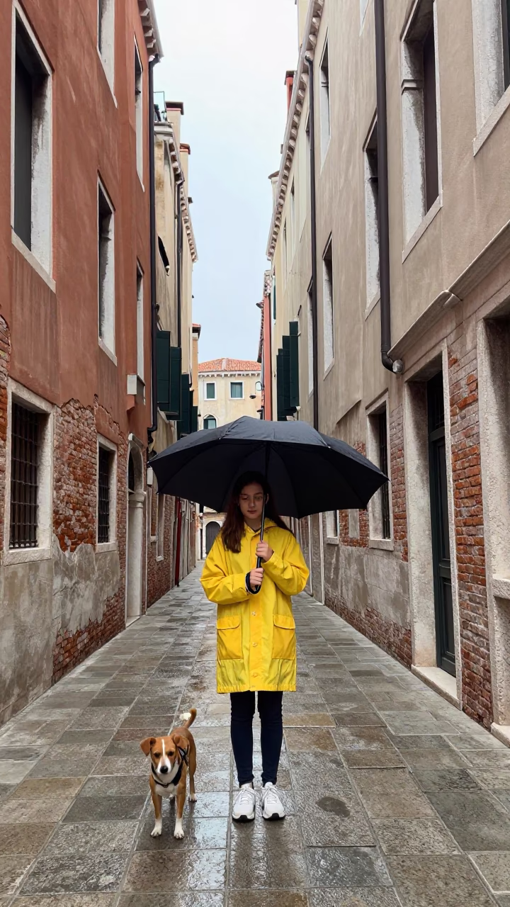 Venice Girl at Midday Light in in Venice, Italy