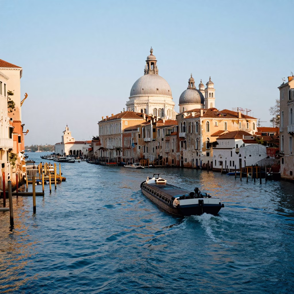Venice Grand Canal at As First Light Reaches The Scene in in Venice, Italy