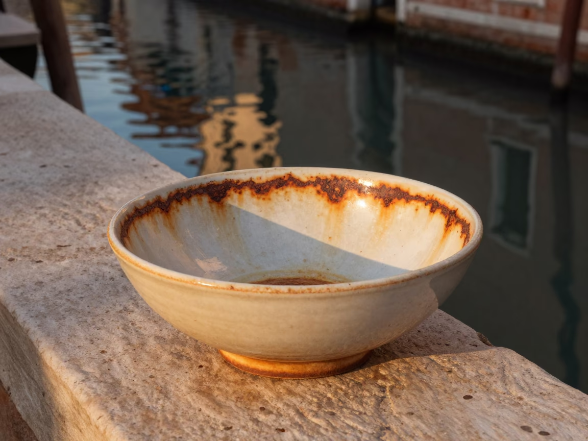 Venice Italy Evening Light Ceramic Bowl Rust Spots Canal Reflection in in Venice, Italy