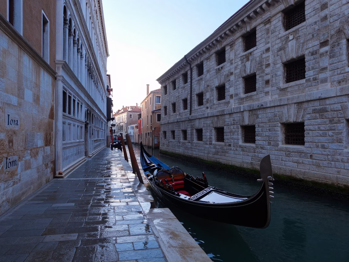 Venice Italy First Light Dawn Canals and Historic Stone Architecture Early Morning in in Venice, Italy