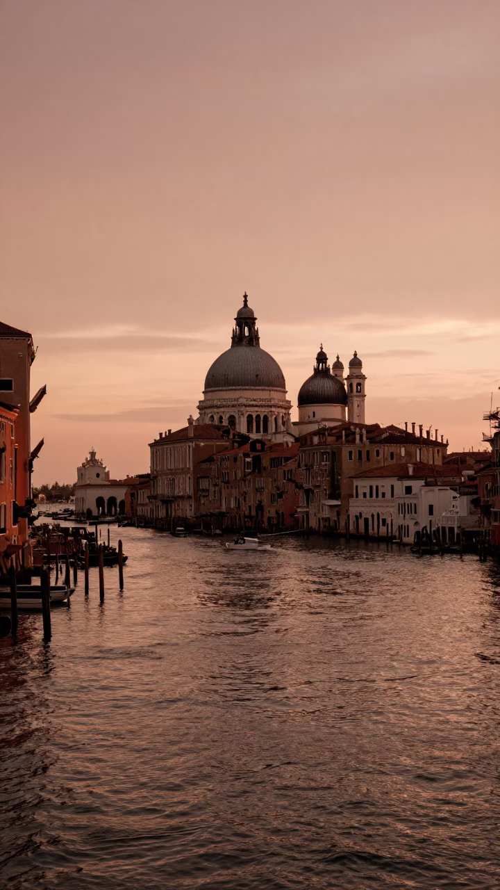 Venice Italy Grand Canal Copper Toned Dusk Landscape Horizon Shot 1970s in in Venice, Italy