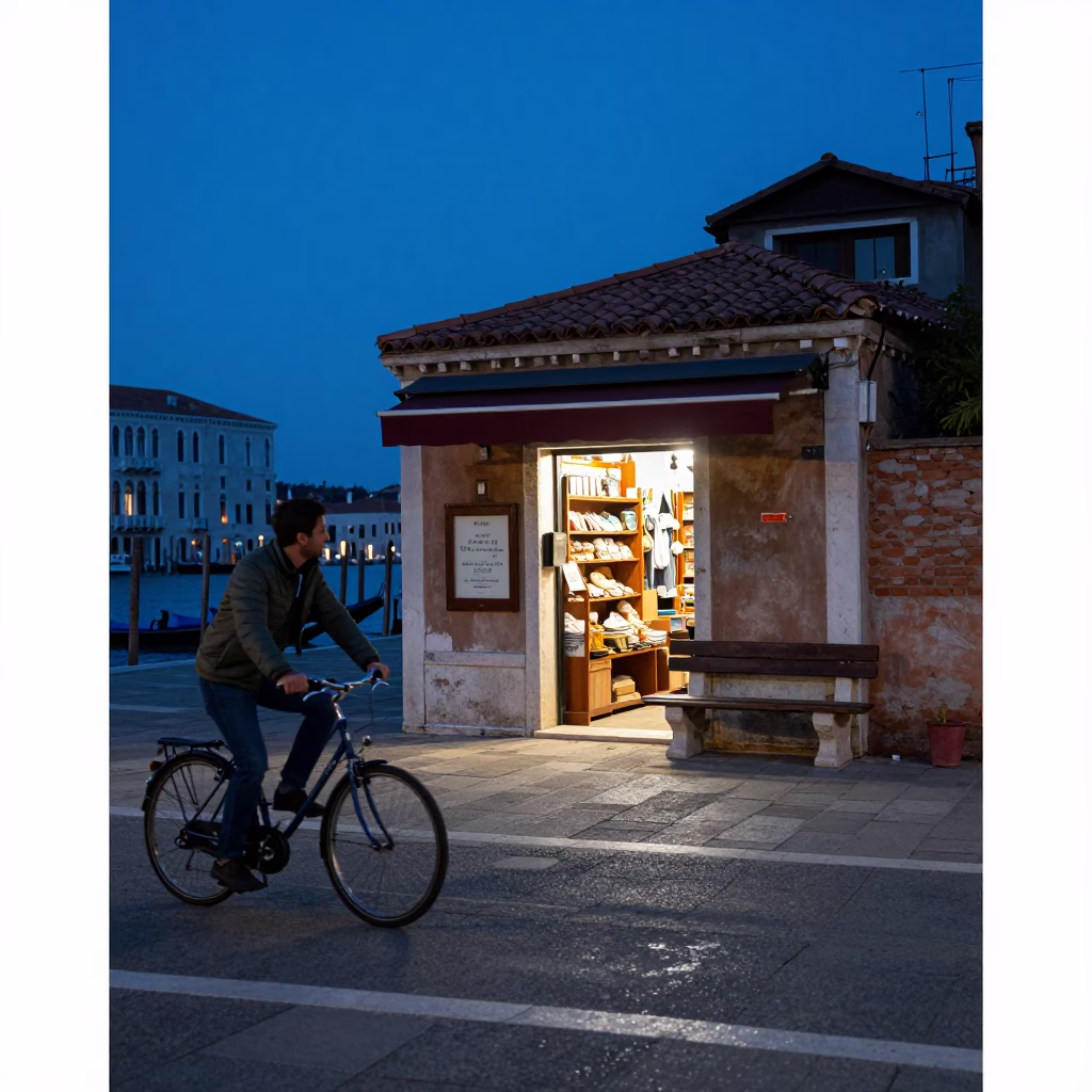 Venice Street Scene at Blue Hour in in Venice, Italy