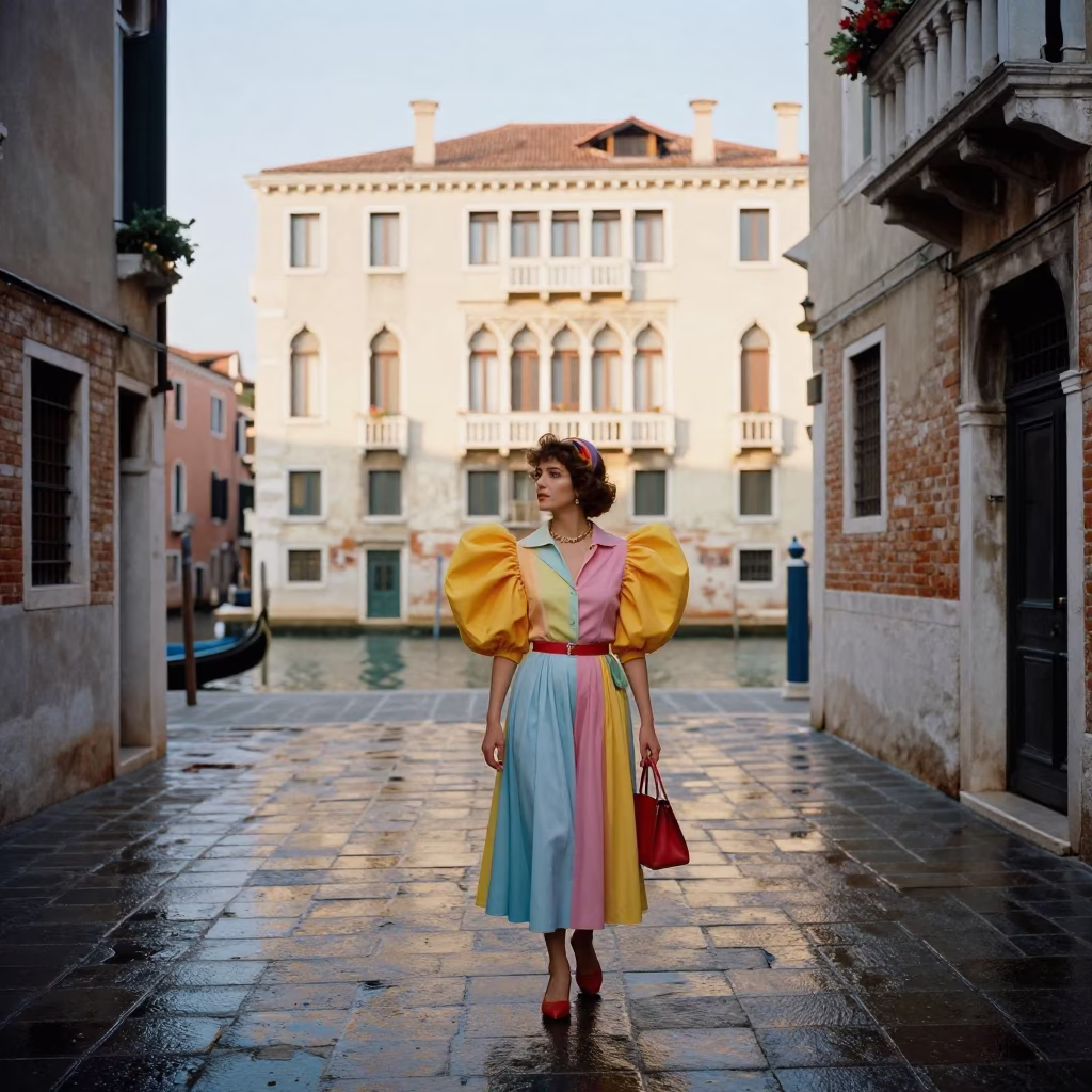 Venice Traditional Architecture at As First Light Reaches The Scene in in Venice, Italy