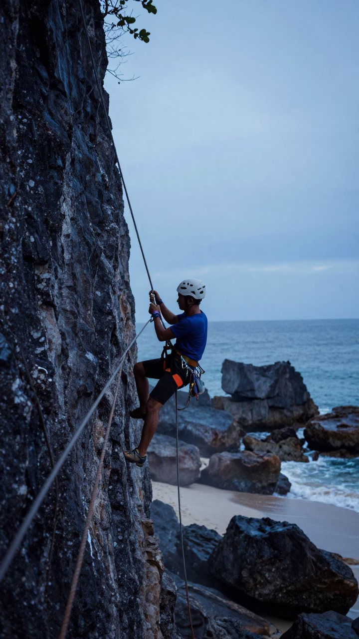 Via Ferrata Climber Twilight Beach Cebu in along a beach near Cebu