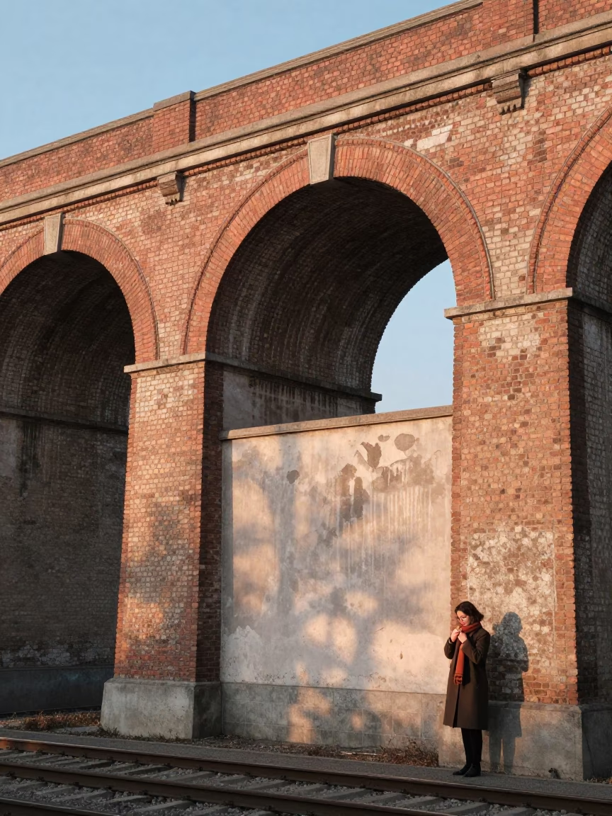 Viaduct Arch just after sunrise in Budapest in in Budapest, Hungary