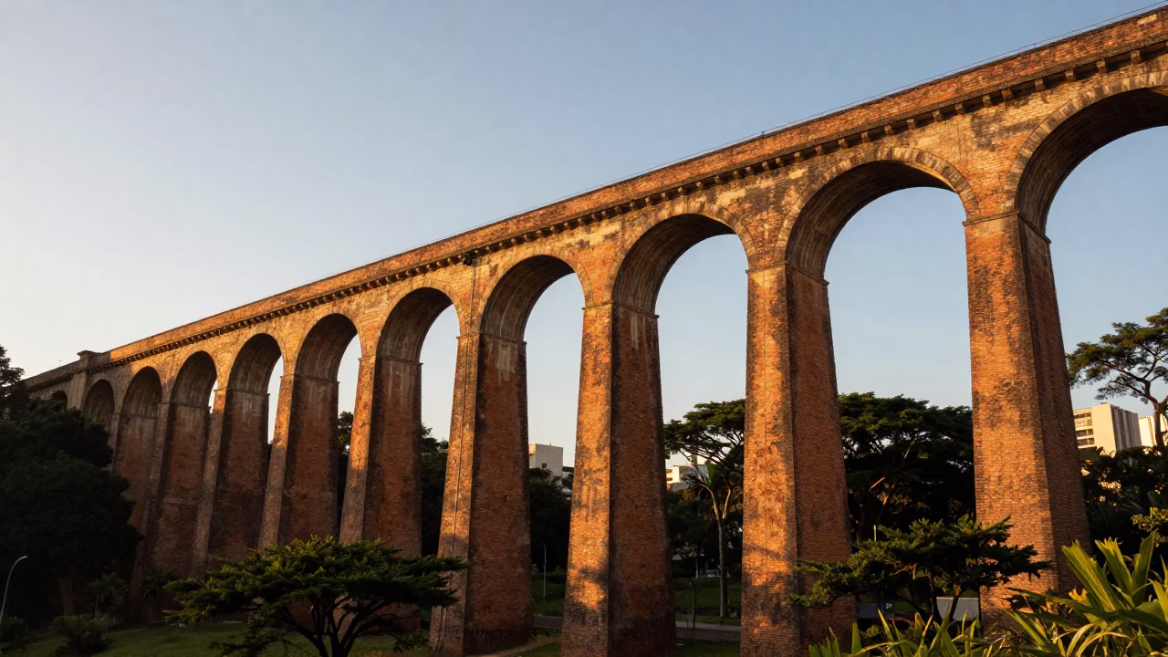 Viaduct Curving Through Cypress Trees And Brick Kilns in São Paulo in in São Paulo, Brazil