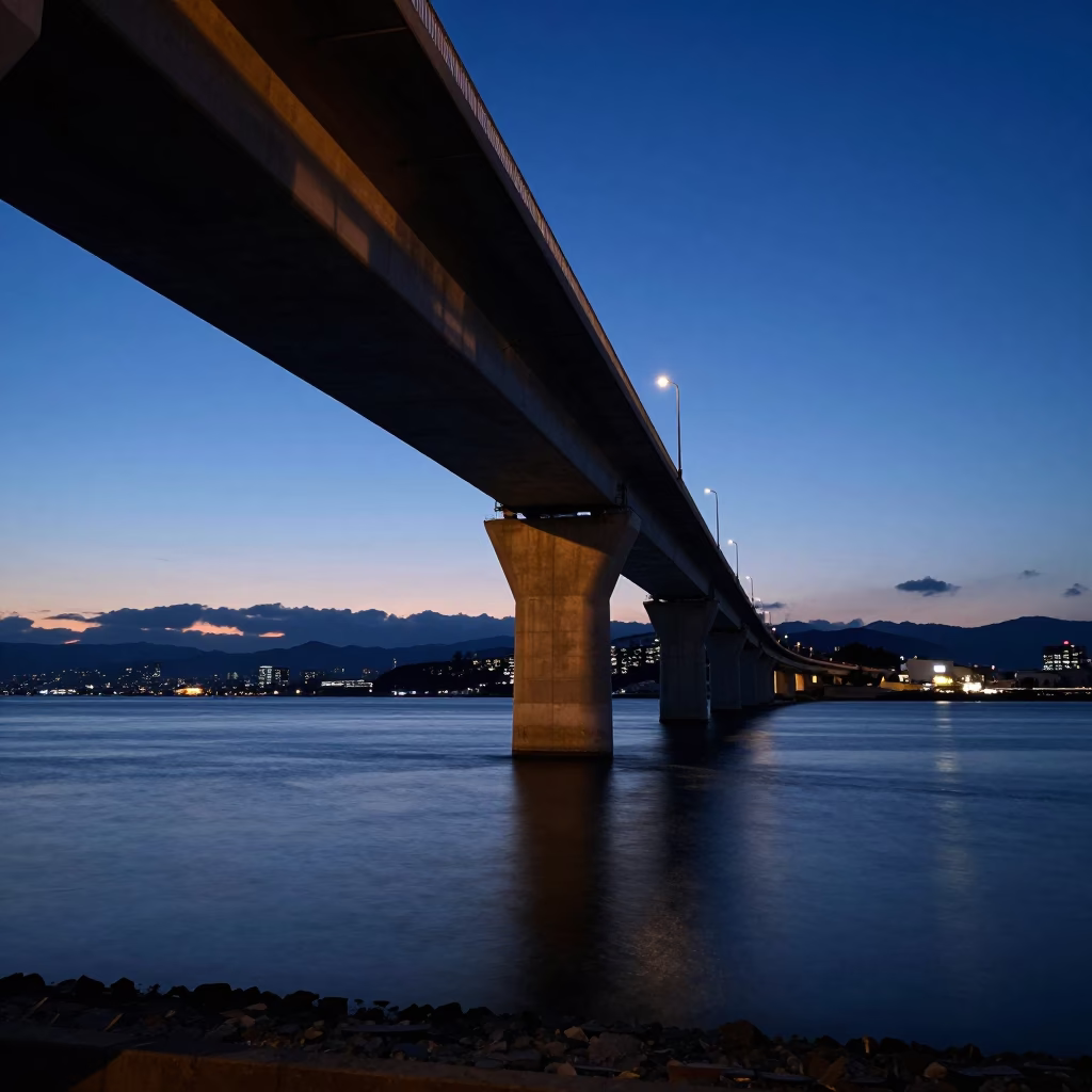 Viaduct Shadow at Nautical Dawn Light in Sapporo in in Sapporo, Japan