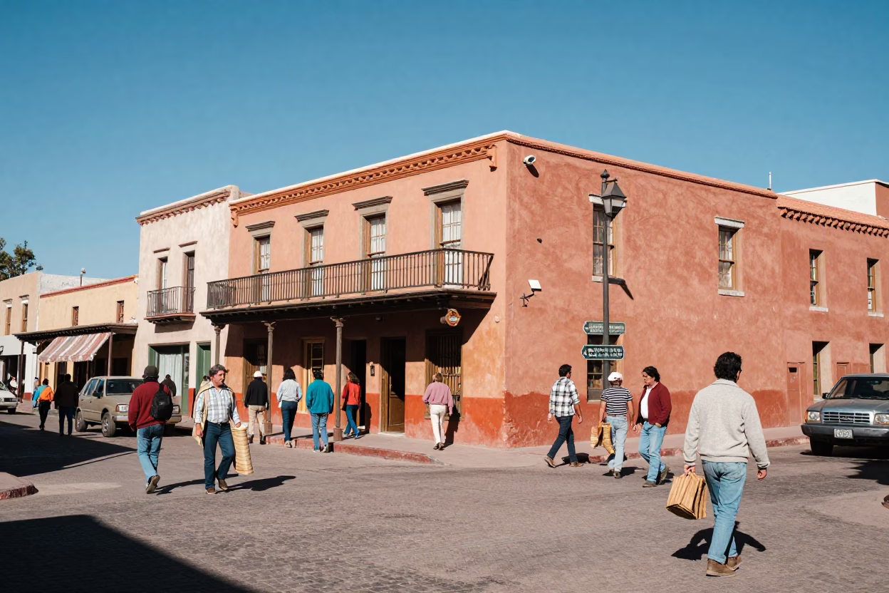 Vibrant Adobes and Busy Street Life in Santa Fe New Mexico in in Santa Fe, New Mexico, United States