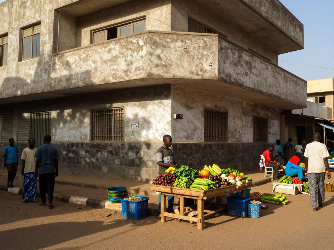 Vibrant Dakar Senegal Street Scene Early Afternoon Local Market Activity in in Dakar, Senegal