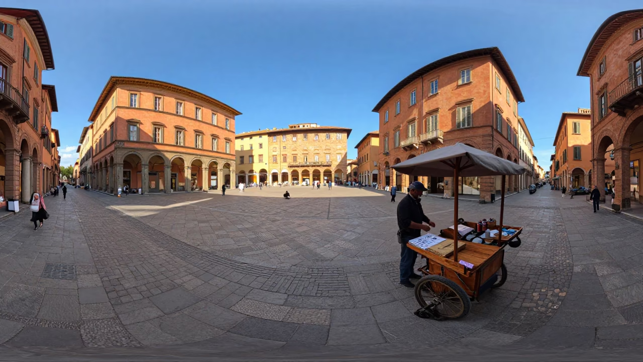 Vibrant Early Afternoon Street Scene in Bologna Italy with Sunlight and Daily Life in in Bologna, Italy