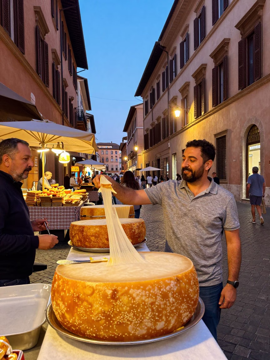 Vibrant Early Evening Street Scene in Rome Italy with Colorful Local Details in in Rome, Italy