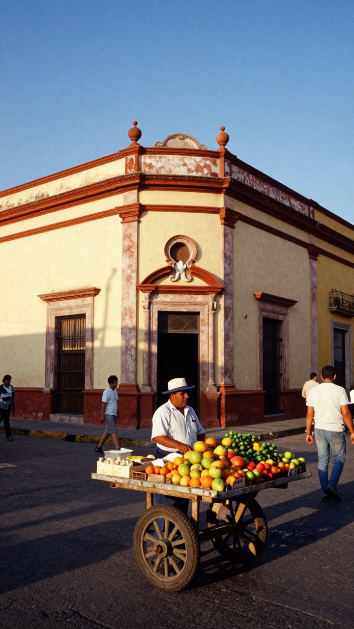 Vibrant Guadalajara Mexico Street Scene Late Afternoon Light with Colorful Architecture and Local Life in in Guadalajara, Mexico