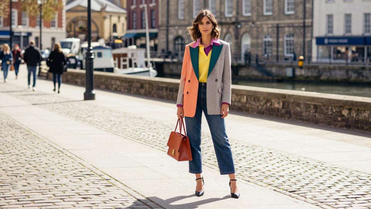 Vibrant High Fashion Street Style in Bristol United Kingdom Midmorning in in Bristol, United Kingdom