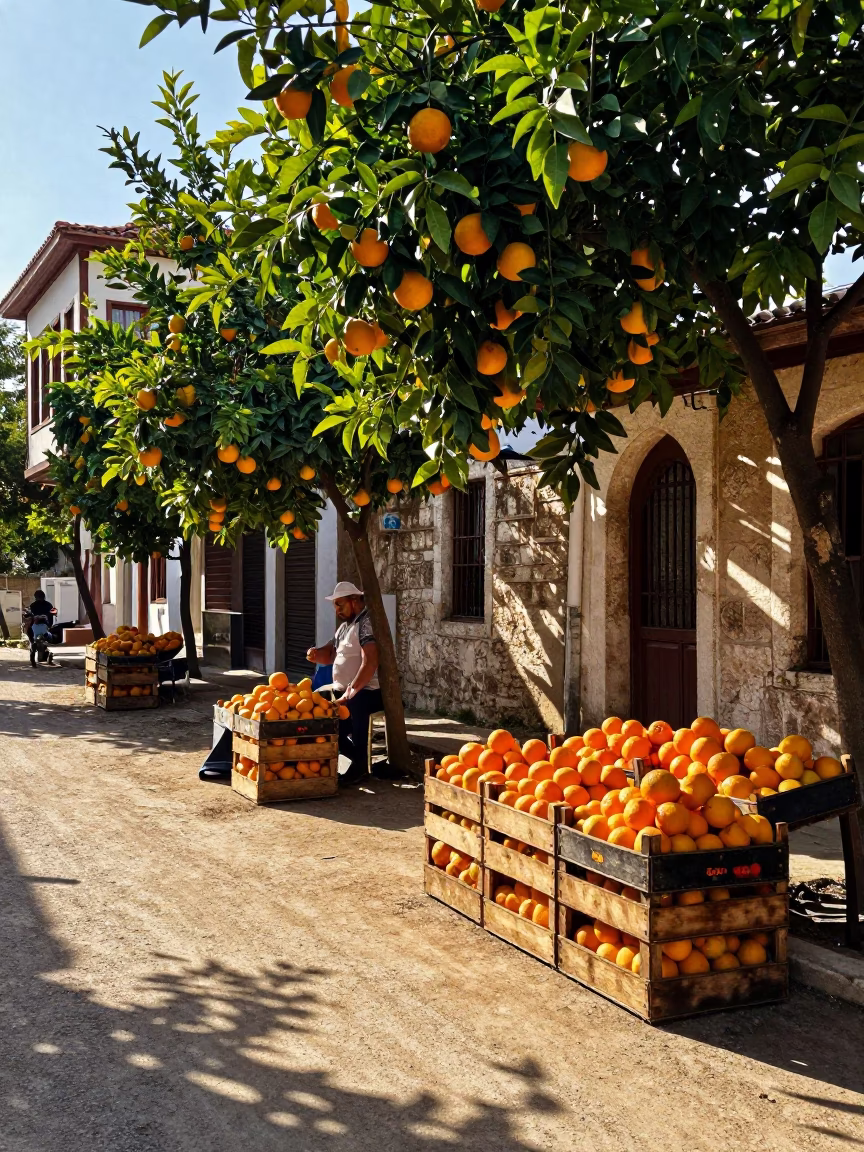Vibrant Izmir Turkey Street Scene Late Afternoon Light with Local Market Activity in in Izmir, Turkey
