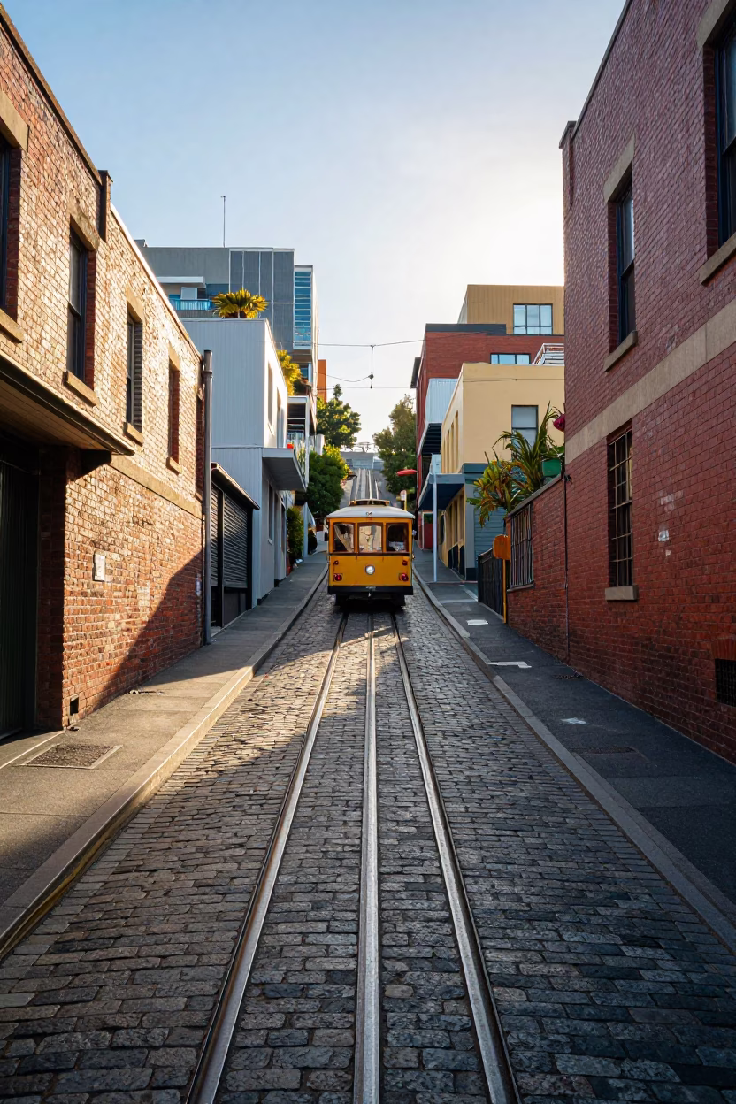 Vibrant Laneway in Melbourne at As First Light Reaches The Scene in in Melbourne, Victoria, Australia