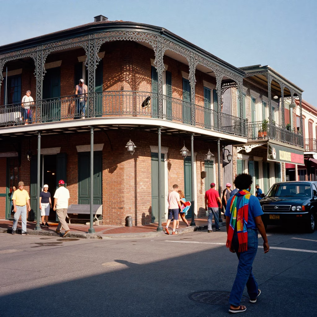 Vibrant Late Afternoon Street Scene in New Orleans Louisiana with Local Life in in New Orleans, Louisiana, United States