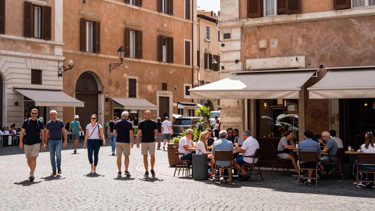 Vibrant Midday Street Scene in Rome Italy with Local Life and Urban Details in in Rome, Italy