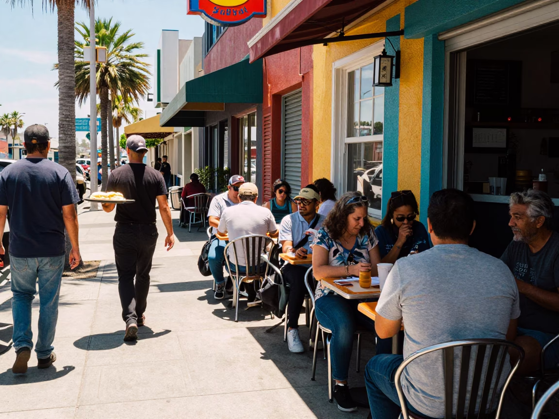 Vibrant Midday Street Scene in San Diego California with Colorful Local Details in in San Diego, California, United States