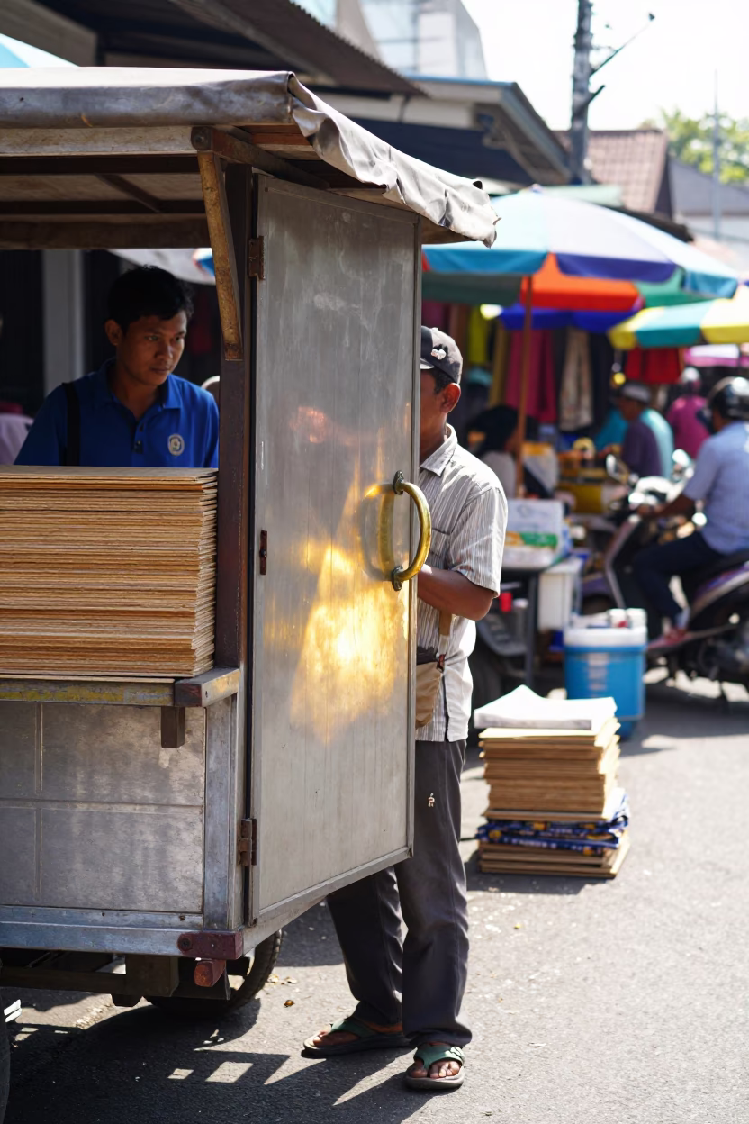 Vibrant Midmorning Street Scene in Yogyakarta Indonesia with Local Market Activity in in Yogyakarta, Indonesia