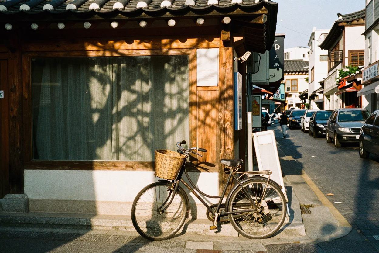 Vibrant Seoul Street Scene Early Afternoon with Traditional and Modern Elements in in Seoul, South Korea
