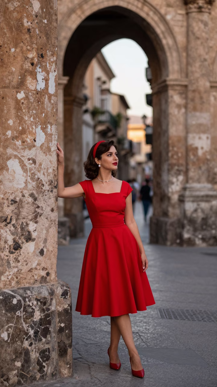 Vibrant Sicilian Street Fashion Early Evening Palermo Italy Candid Moment in in Palermo, Italy