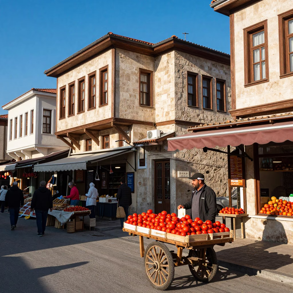 Vibrant Street Scene in Izmir Turkey Early Afternoon with Local Market Activity in in Izmir, Turkey