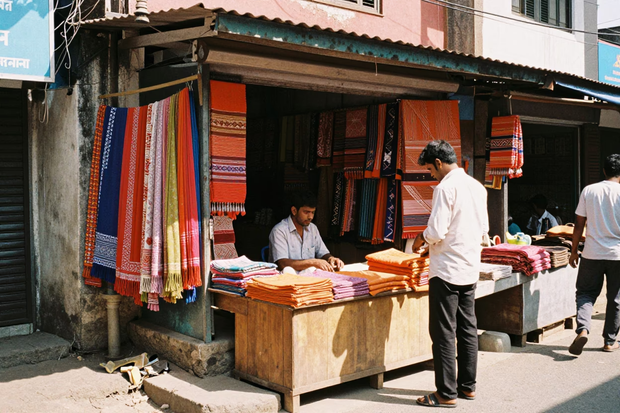 Vibrant Street Scene in Kochi India Midday Sunlight and Local Life in in Kochi, India