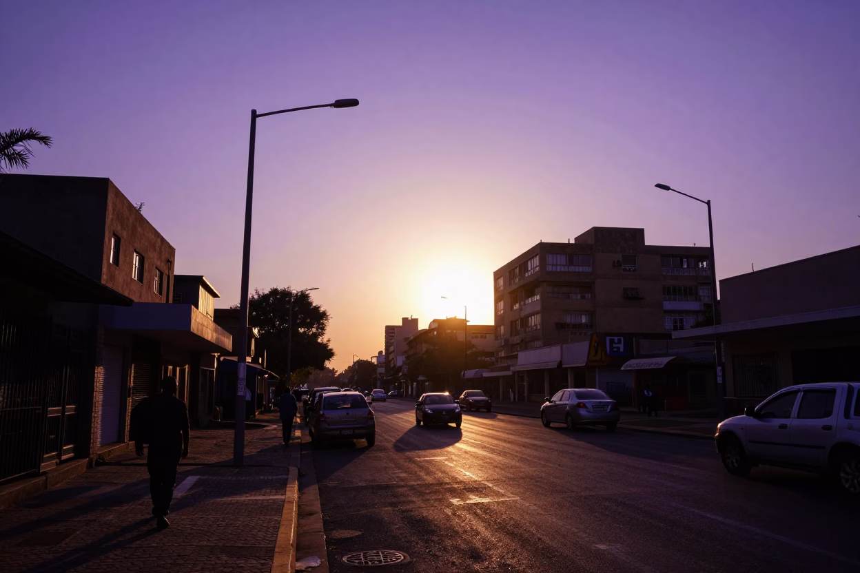 Vibrant Sunset in Johannesburg at Clear Late-afternoon Light in in Johannesburg, South Africa