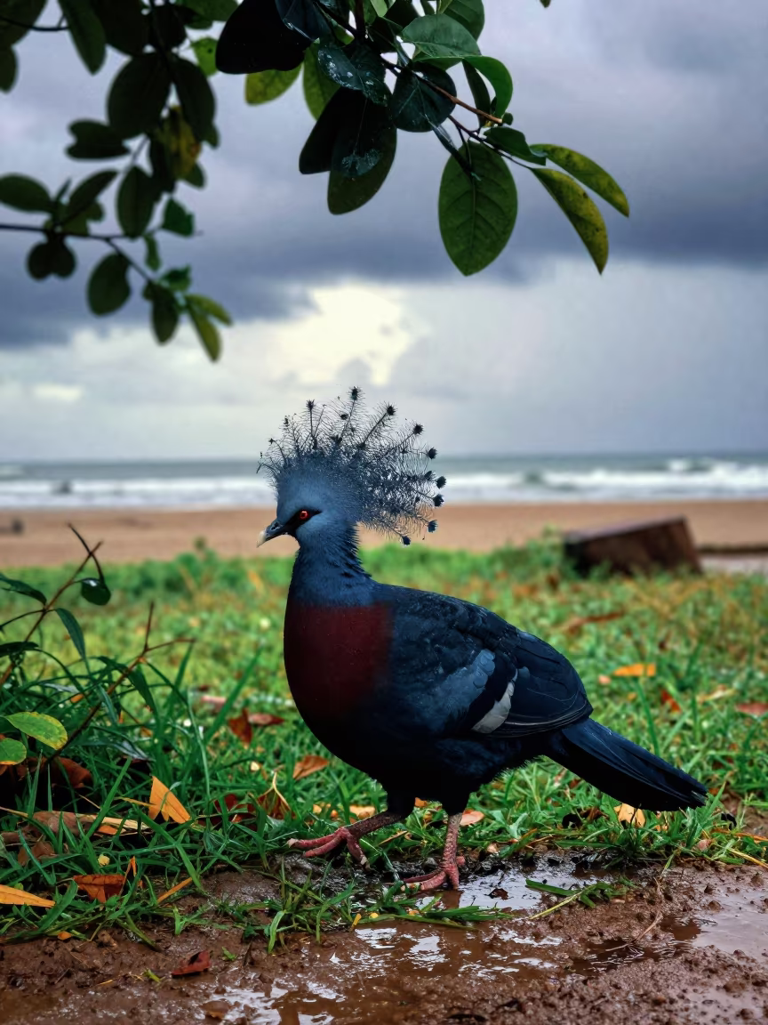 Victoria Crowned Pigeon Strutting Noon in in India