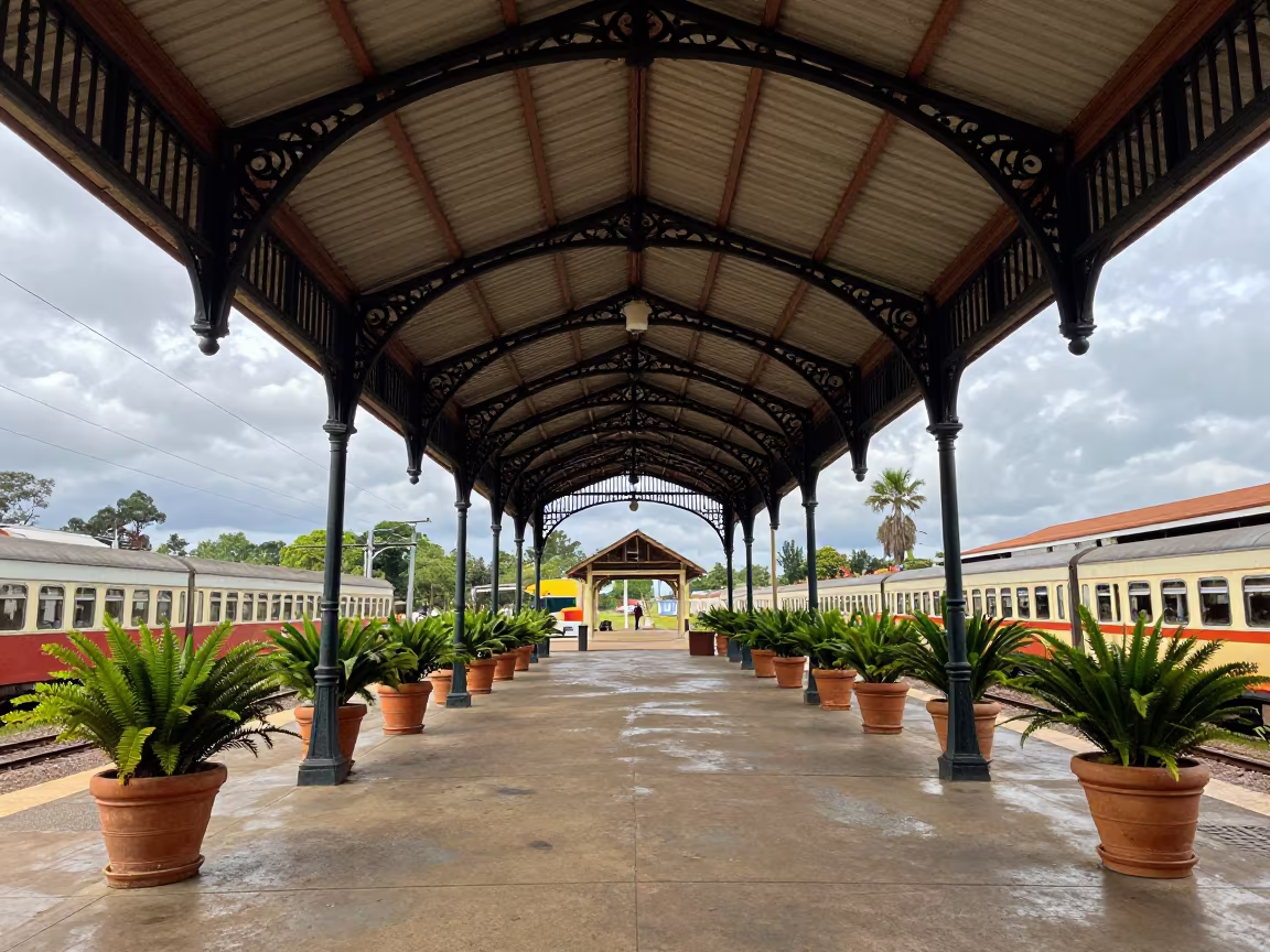 Victorian Bandstand in Lubumbashi Train Terminal in inside a restored train terminal near Lubumbashi