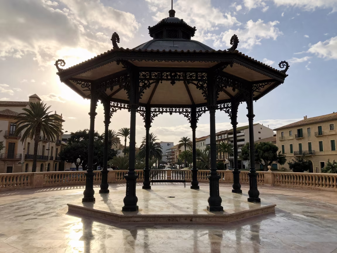 Victorian Bandstand Skylight Palma Reflections in inside a skylit passageway near Palma de Mallorca
