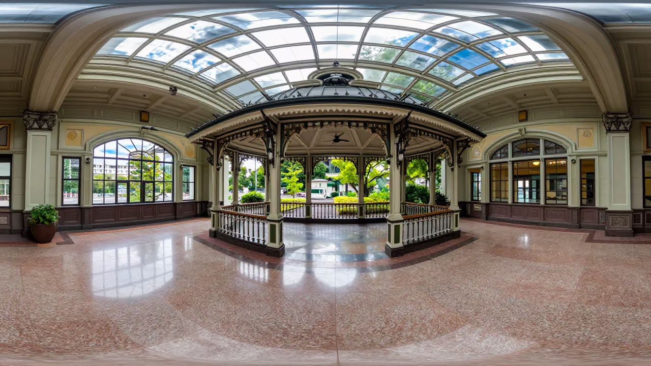 Victorian Bandstand in Tennoji Train Terminal in inside a restored train terminal in Tennoji, Osaka
