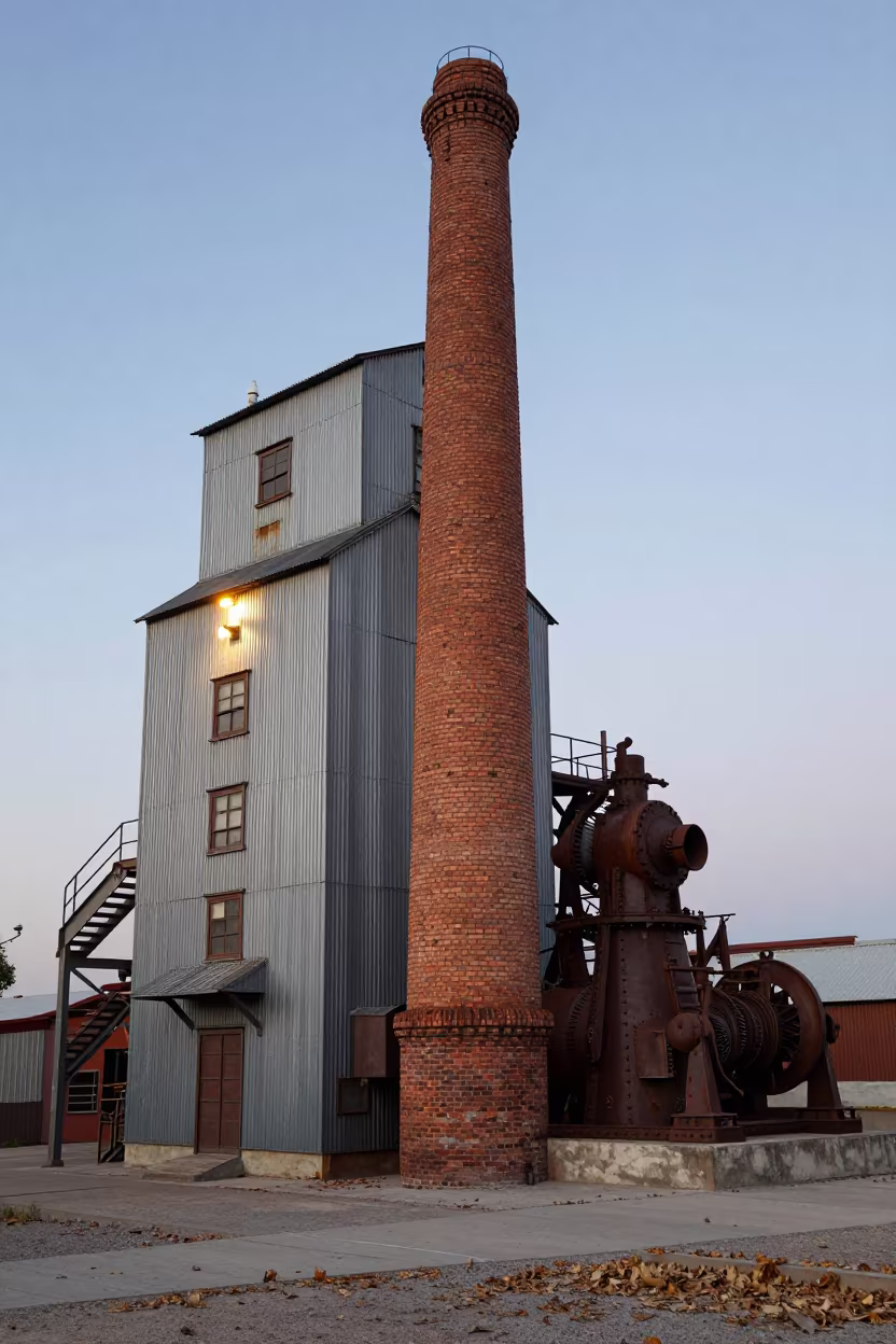 Victorian Chimney Tower Over Grain Elevator in inside a grain elevator near Culiacán