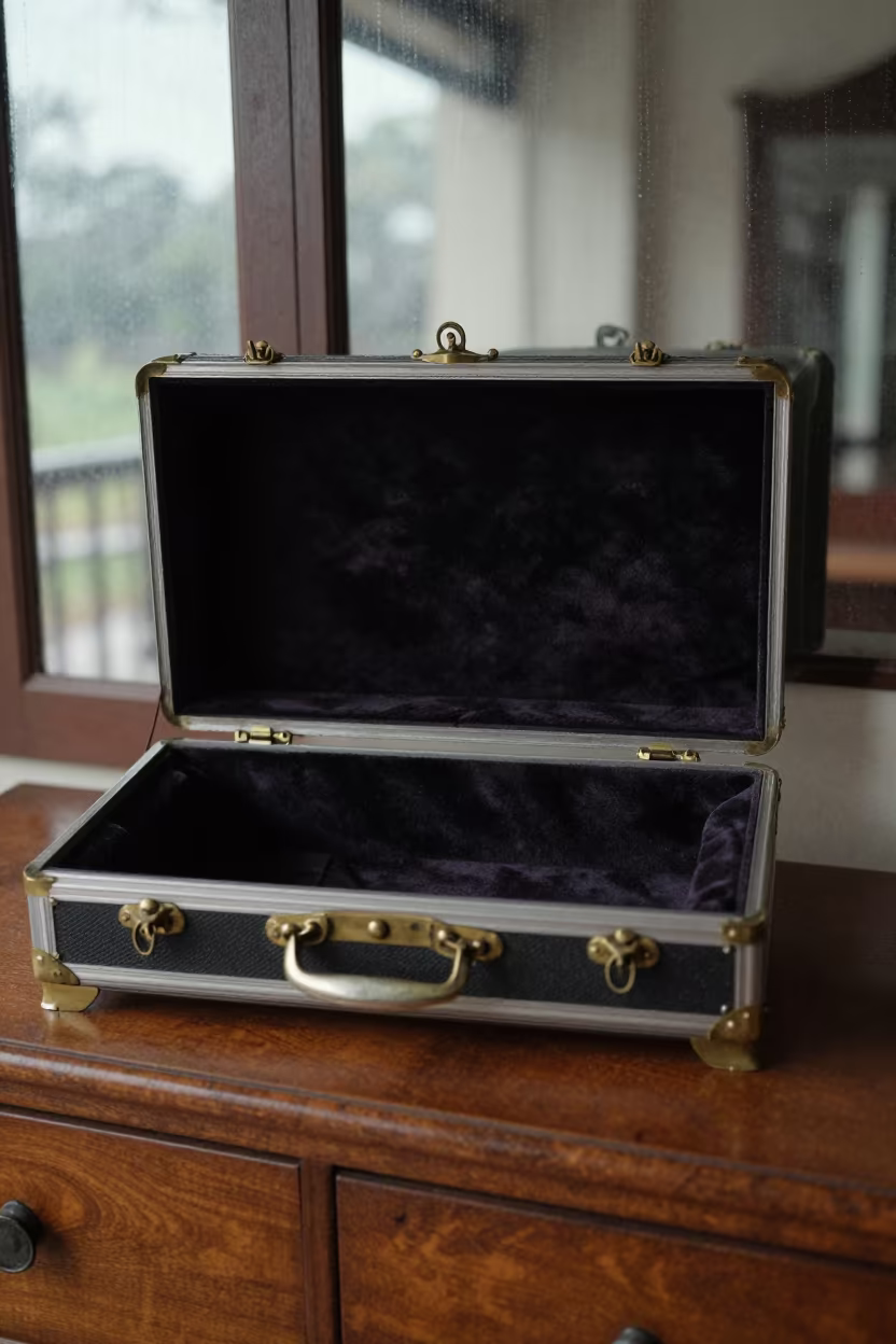 Victorian Daguerreotype Case on Hotel Dresser in on a hotel dresser near Toamasina