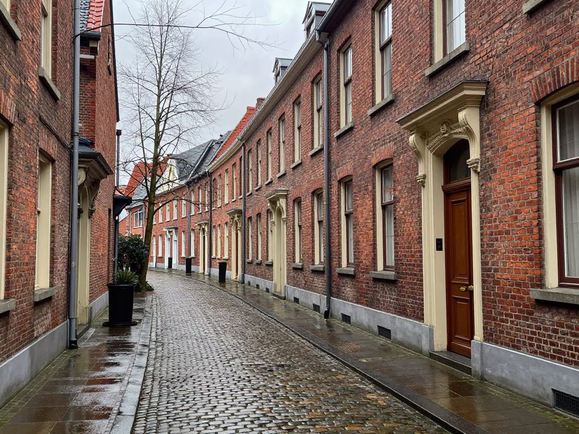 Victorian Row House Skylit Passageway Antwerp Winter Noon in inside a skylit passageway near Antwerp
