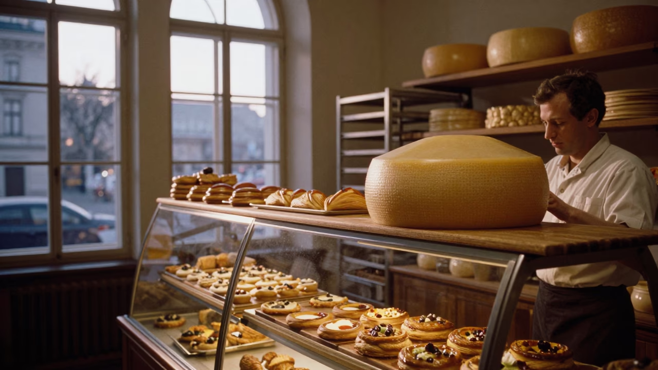 Vienna Austria Dawn Bakery Interior with Traditional Cheese Dome and Morning Routine in in Vienna, Austria