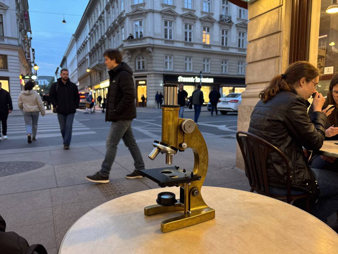 Vienna Austria honeyed evening light bustling street corner candid moment in in Vienna, Austria