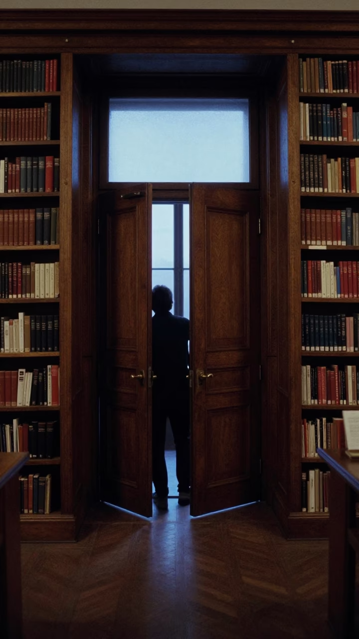 Vienna Austria Library Interior Before Dawn Teacher Unlocking Doors in in Vienna, Austria