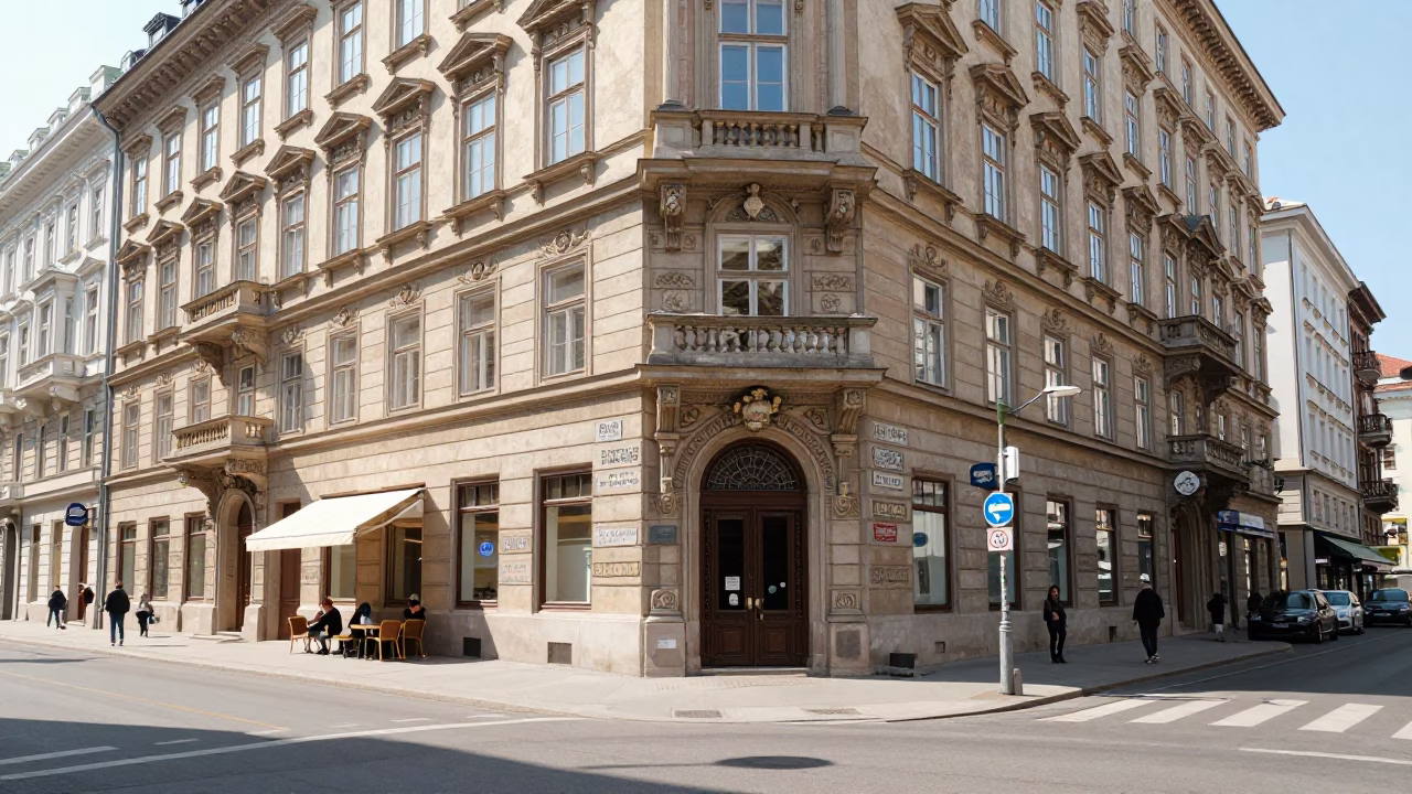 Vienna Austria Midday Street Scene with Classic Architecture and Local Life in in Vienna, Austria