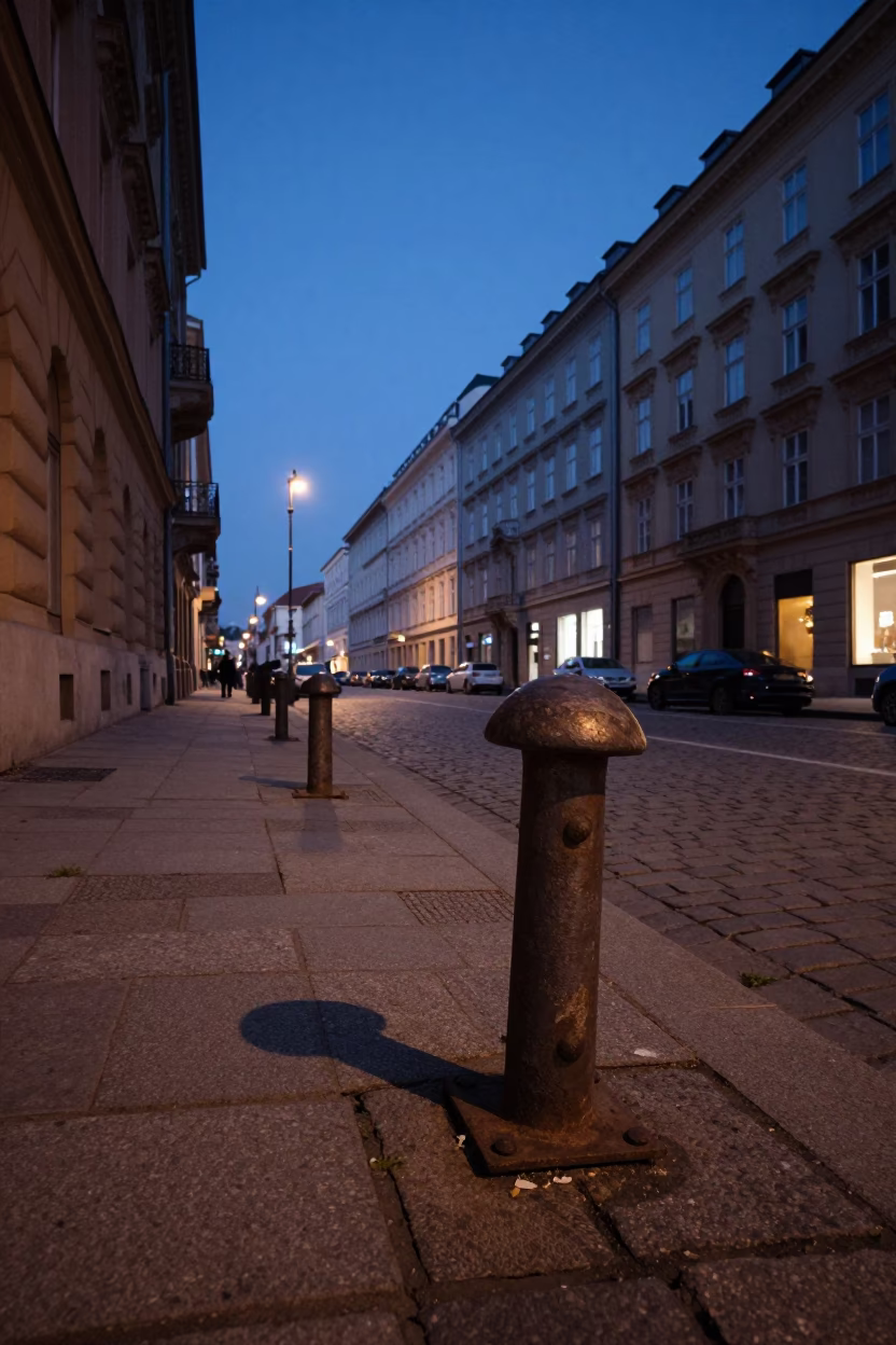 Vienna Austria Nautical Dawn Street Scene with Peg Rails and Urban Morning Activity in in Vienna, Austria